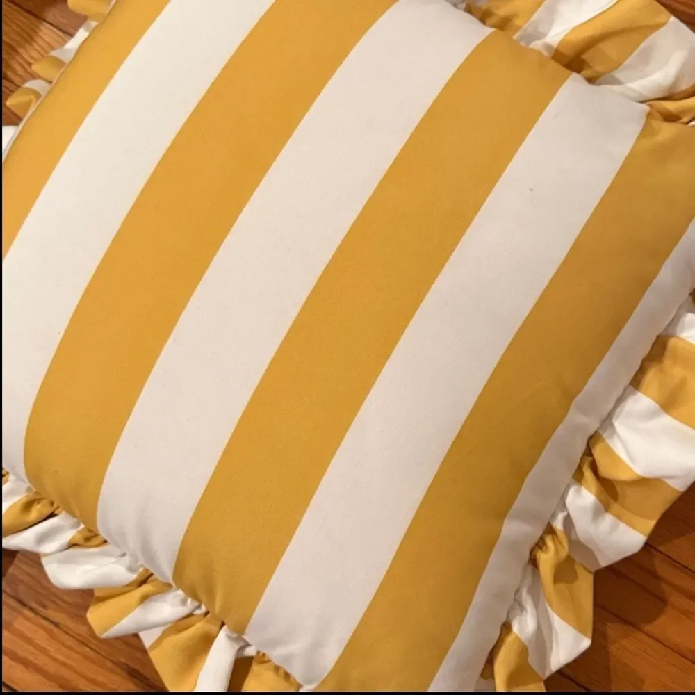 New Maeve by Anthropologie Striped Ruffle Indoor/Outdoor Pillow One Size